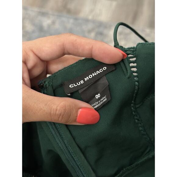 Club Monaco Bolari Lace Hunter Spaghetti Strap Dress Dark Green Size 00 - Picture 8 of 10